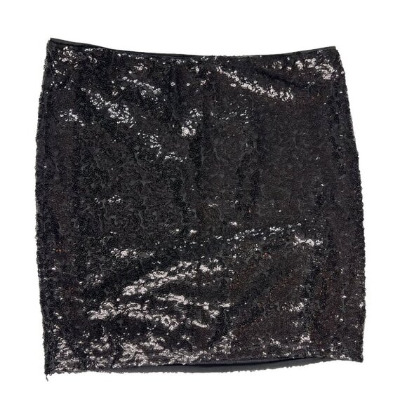 Dynamite Mini Skirt Black Sequin Shiny Elastic Waist – Size Medium – Party - Picture 1 of 3